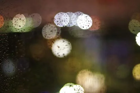 Blurry raindrops on window Foto stock
