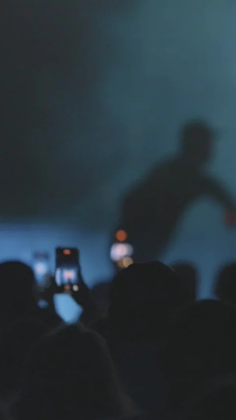 Blurry rap group on stage in front of the audience Stock Footage 328343592