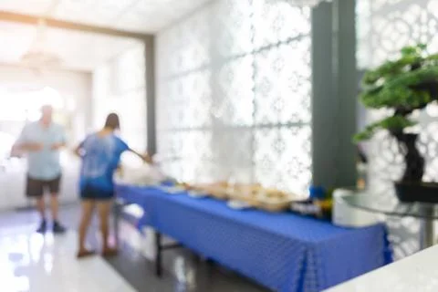 Blurry restaurant white background. Stock Photos
