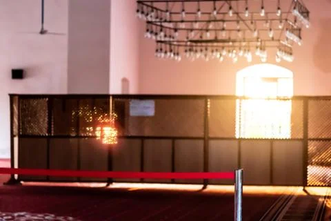 A blurry shoot from inside of a mosque - there is good looking antique chande Stock Photos