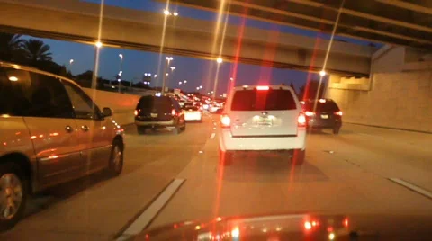 Blurry Stylized Lights Traffic Jam On The Interstate Stock Footage 597129