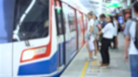 Blurry - Train Departing From Station Stock Footage 93645154