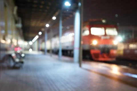 Blurry train at night Stock Photos