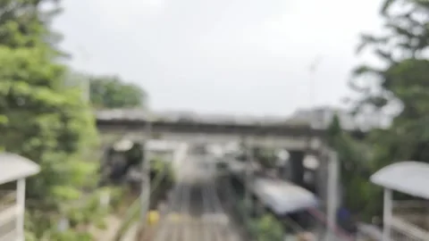 Blurry view of the train crossing Stock Footage 346591694