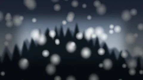 Blurry white bokeh on dark forest background. 2d animation Stock Footage 345556535