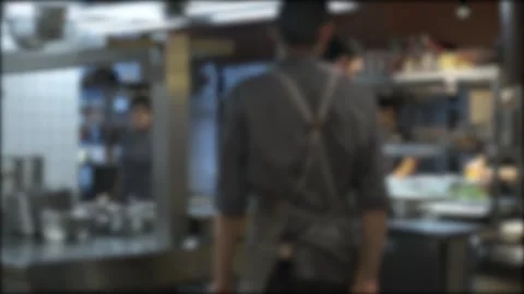 Blurry work in the restaurant kitchen Stock Footage 247015749