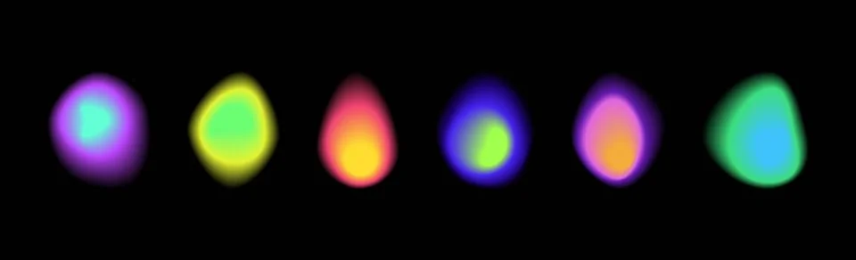 Blurry y2k gradient liquid forms with holographic aura effect. Stock Illustration