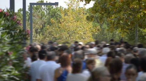 Blury Crowd At The Park Queue Stock Footage 55667881
