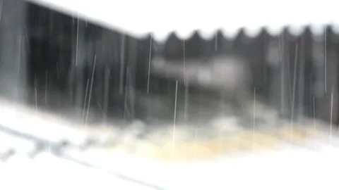 Blury raining water drop on the rooftop Stock Footage 160838471