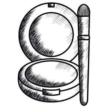 Blush and brush make up drawing icon Stock Illustration