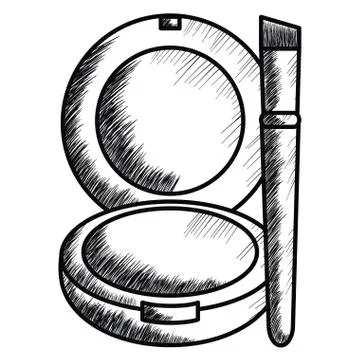 Blush and brush make up drawing icon Stock Illustration