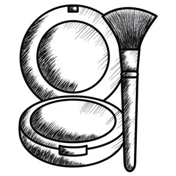 Blush and brush make up drawing icon Illustrazione stock