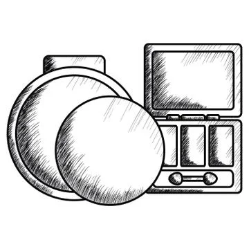 Blush and eye shadows make up drawing icon Illustrazione stock