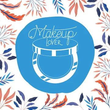 Blush make up in floral frame elegant Ilustração Stock
