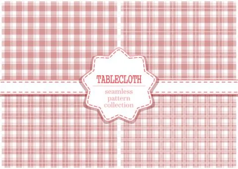 Blush pink classic tablecloth pattern set. Vector Stock Illustration