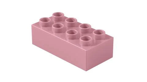 Blush Plastic Lego Block Isolated on a White Background. Stock Illustration