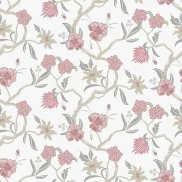 Blush Twining Chintz seamless pattern background. 库存插图