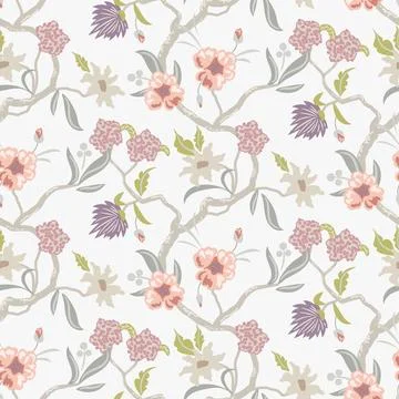 Blush Twining Chintz seamless pattern background. Stockillustratie
