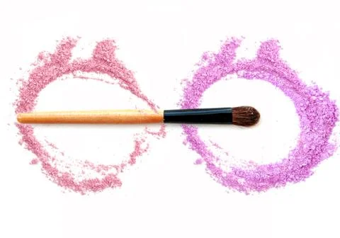 Blusher and make up powder in circle form isolate on white. Stock Photos
