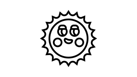 Blushing cheeks cute sun character line icon animation Stock Footage 326123929