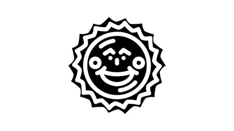 Blushing cheeks cute sun character glyph icon animation Stock Footage 326732008