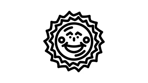 Blushing cheeks cute sun character line icon animation Stock Footage 326749468