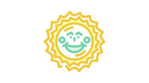 Blushing cheeks cute sun character color icon animation Stock Footage 327257790