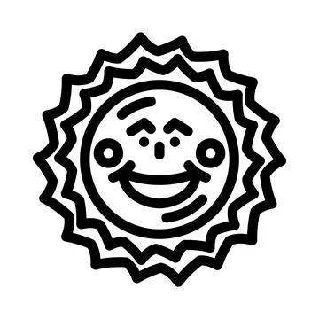 Blushing cheeks cute sun character line icon vector illustration イラスト素材