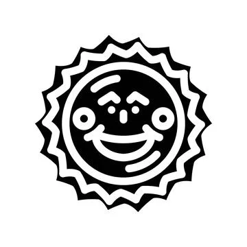 Blushing cheeks cute sun character glyph icon vector illustration イラスト素材