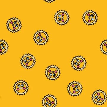 Blushing cheeks cute sun character vector seamless pattern イラスト素材