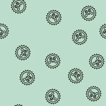 Blushing cheeks cute sun character line seamless pattern Stock Illustration