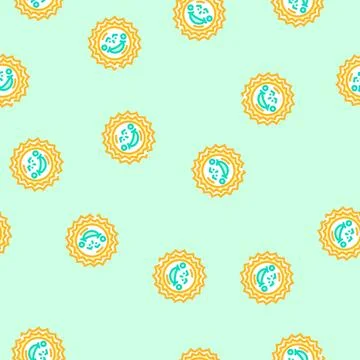 Blushing cheeks cute sun character vector seamless pattern イラスト素材