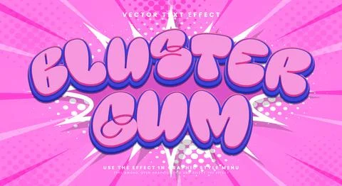 Bluster gum 3d editable text effect template Illustrazione stock