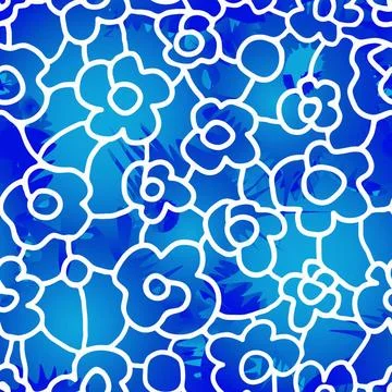 Blütennetz auf blau seamless pattern with net of flowers Copyright: xZoona.. Stock Photos