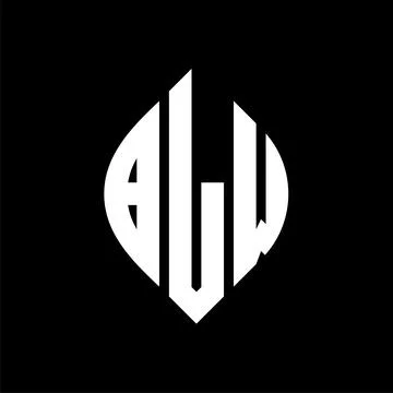 BLW circle letter logo design with circle and ellipse shape. BLW ellipse lett Stock Illustration