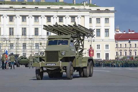 BM-13N (Katyusha) multiple launch rocket system 库存照片