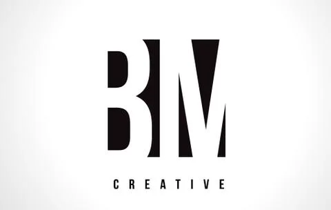 BM B M White Letter Logo Design with Black Square. Stock Illustration