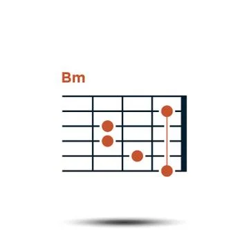 Bm, Basic Guitar Chord Chart Icon Vector Template Illustrazione stock