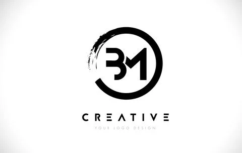 BM Circular Letter Logo with Circle Brush Design and White Background. Stock-Illustration