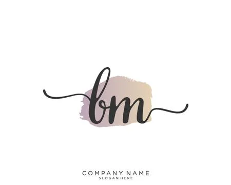 BM Initial handwriting logo design Stock Illustration