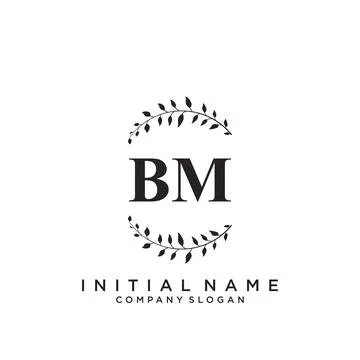 BM Initial handwriting logo design Stock Illustration