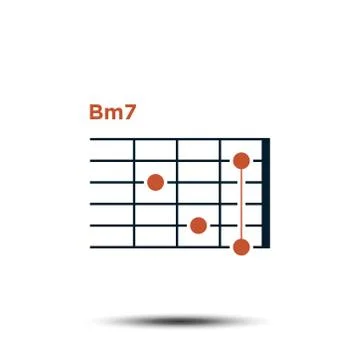 Bm7, Basic Guitar Chord Chart Icon Vector Template 스톡 일러스트