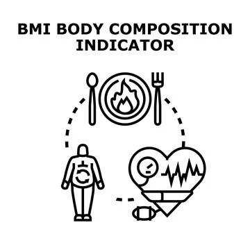 Bmi body composition indicator, health and nutrition concept Stock Illustration