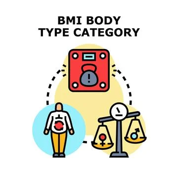 Bmi body mass index type category classification Stock Illustration