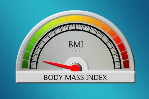 BMI measuring device with arrow and scale Stock-Illustration