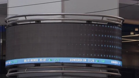 BMO stock exchange clock at King and Bay in Toronto Stock Footage 73580687