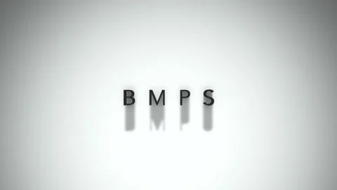 BMPs 3D title animation matte black text on a white background Stock Footage 300715857