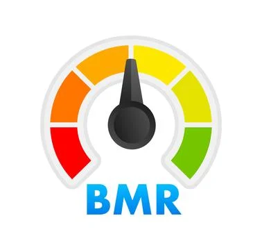 BMR Level Meter, measuring scale. Basal Metabolic Rate Level speedometer Stock-Illustration