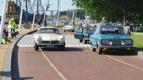 BMW 507 Oldtimer passing by Stock Footage 111346476