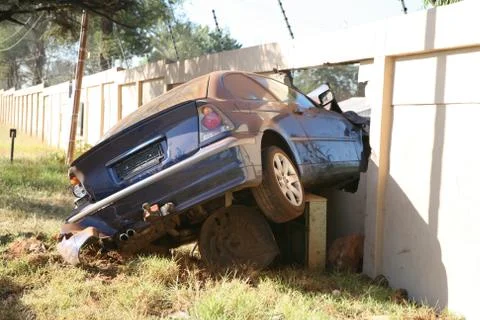 Bmw crashed through wall Stock Photos